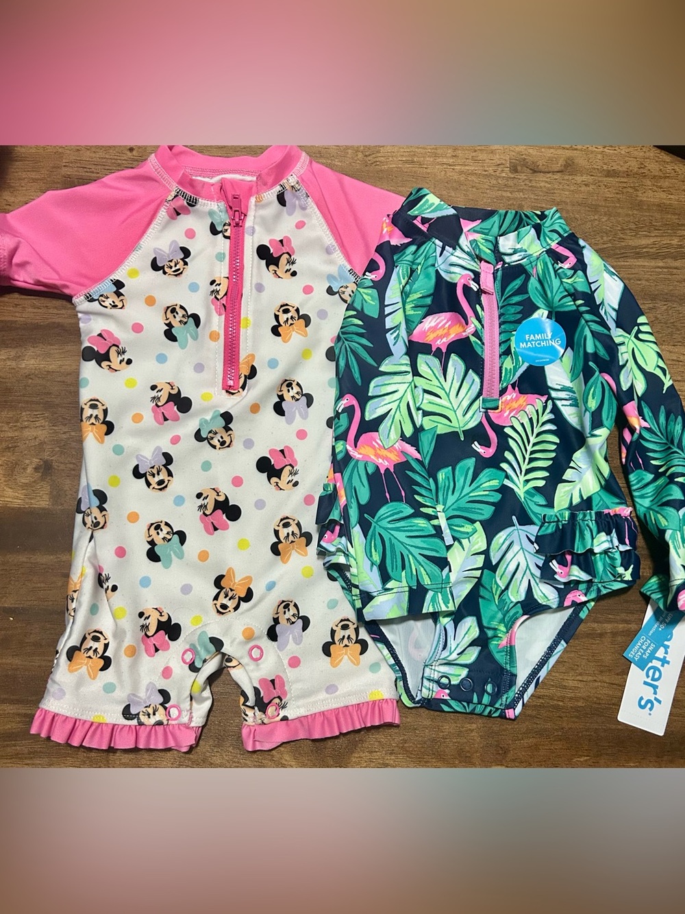 Bundle of 2: Disney Minnie Mouse & Flamingo One-Piece Swim Set